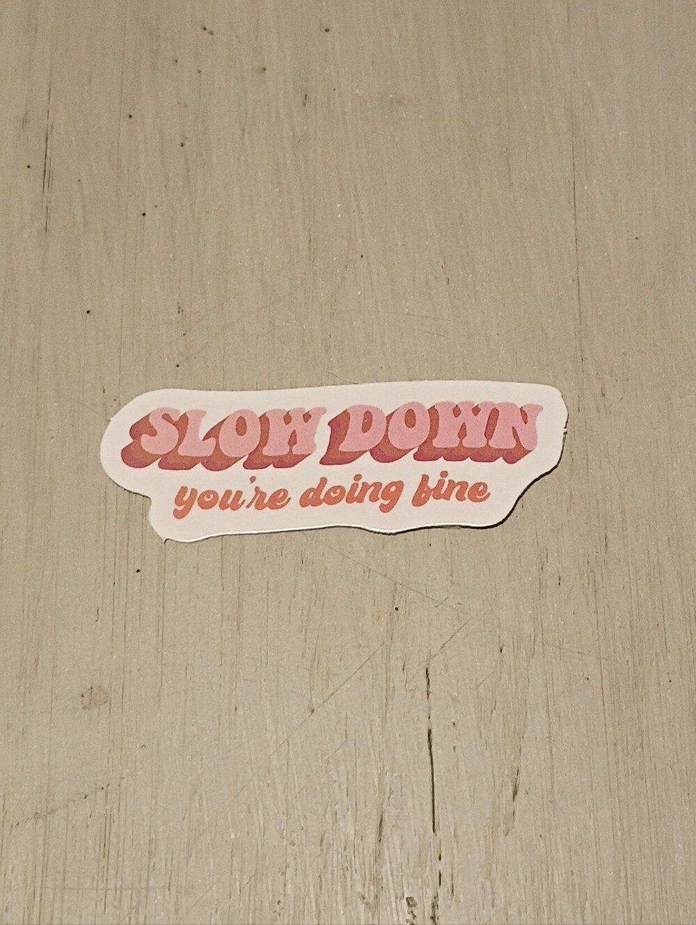 10/$10 Sticker Decal - Slow Down You're Doing Fine - Pink & Orange Text - New